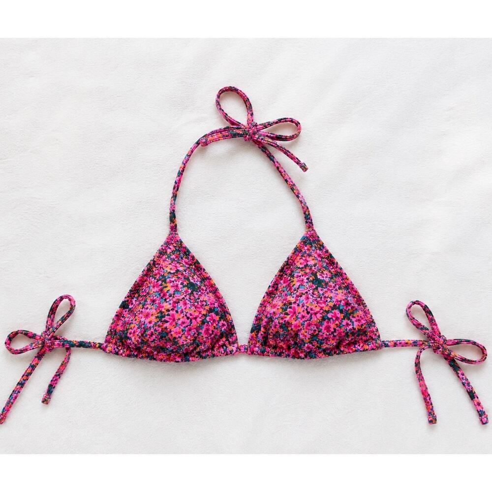 Wild Fable Pink Floral Triangle Bikini Top | Women’s Size M | Y2K Tropical Swim
